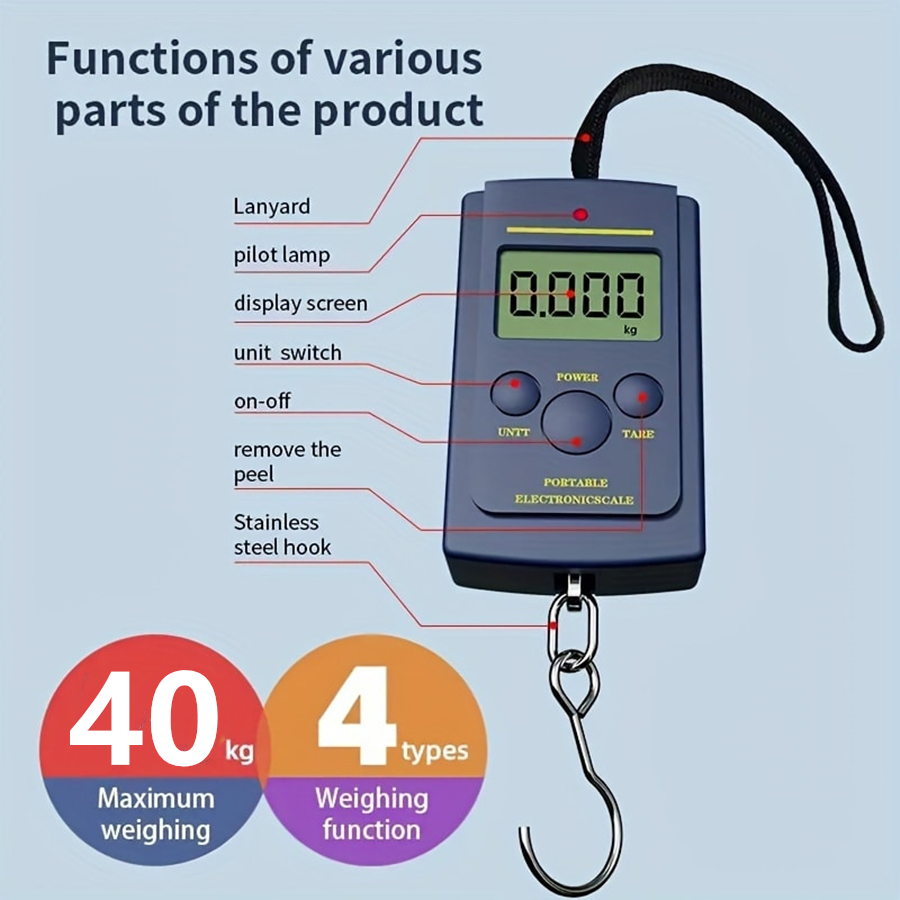 Fishing Equipment Carp - 40kg multifonctionnel Mini électronique numérique Portable